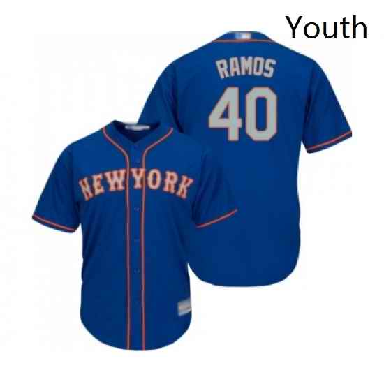 Youth New York Mets 40 Wilson Ramos Authentic Royal Blue Alternate Road Cool Base Baseball Jersey